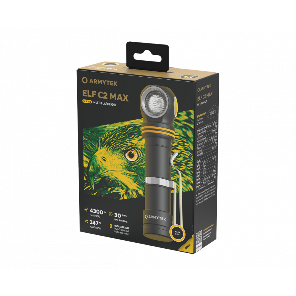 Фонарь Armytek Elf C2 Max USB-C Warm (теплый свет)