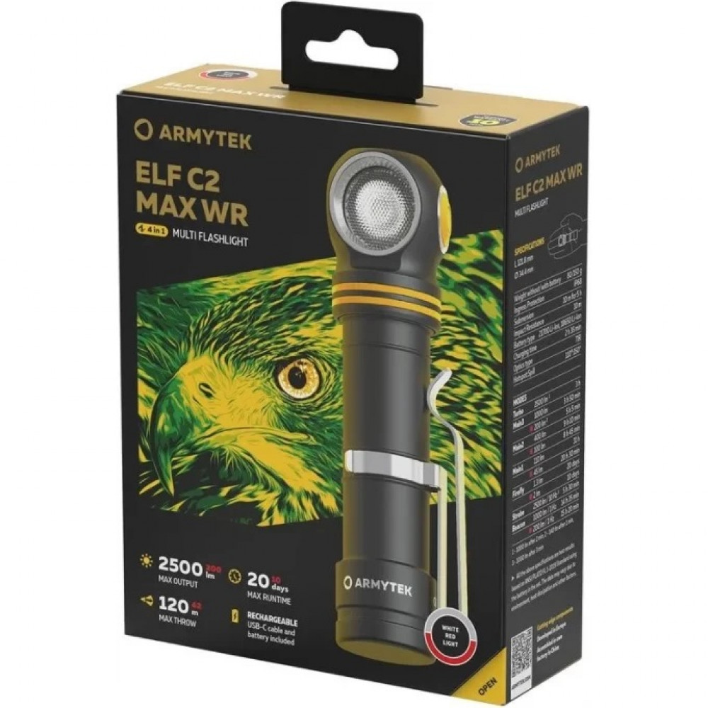Фонарь Armytek Elf C2 Max WR USB-C Warm (теплый свет)