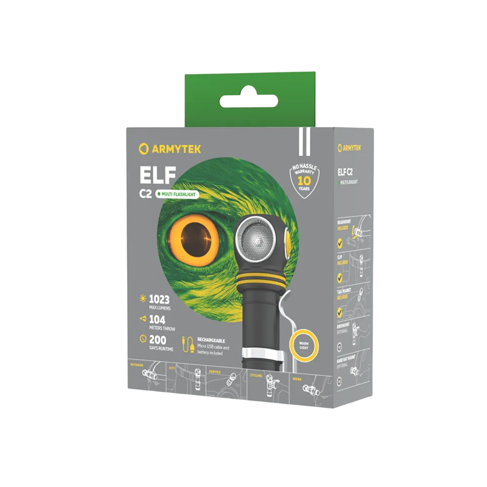 Фонарь Armytek Elf C2 USB-C (теплый свет)