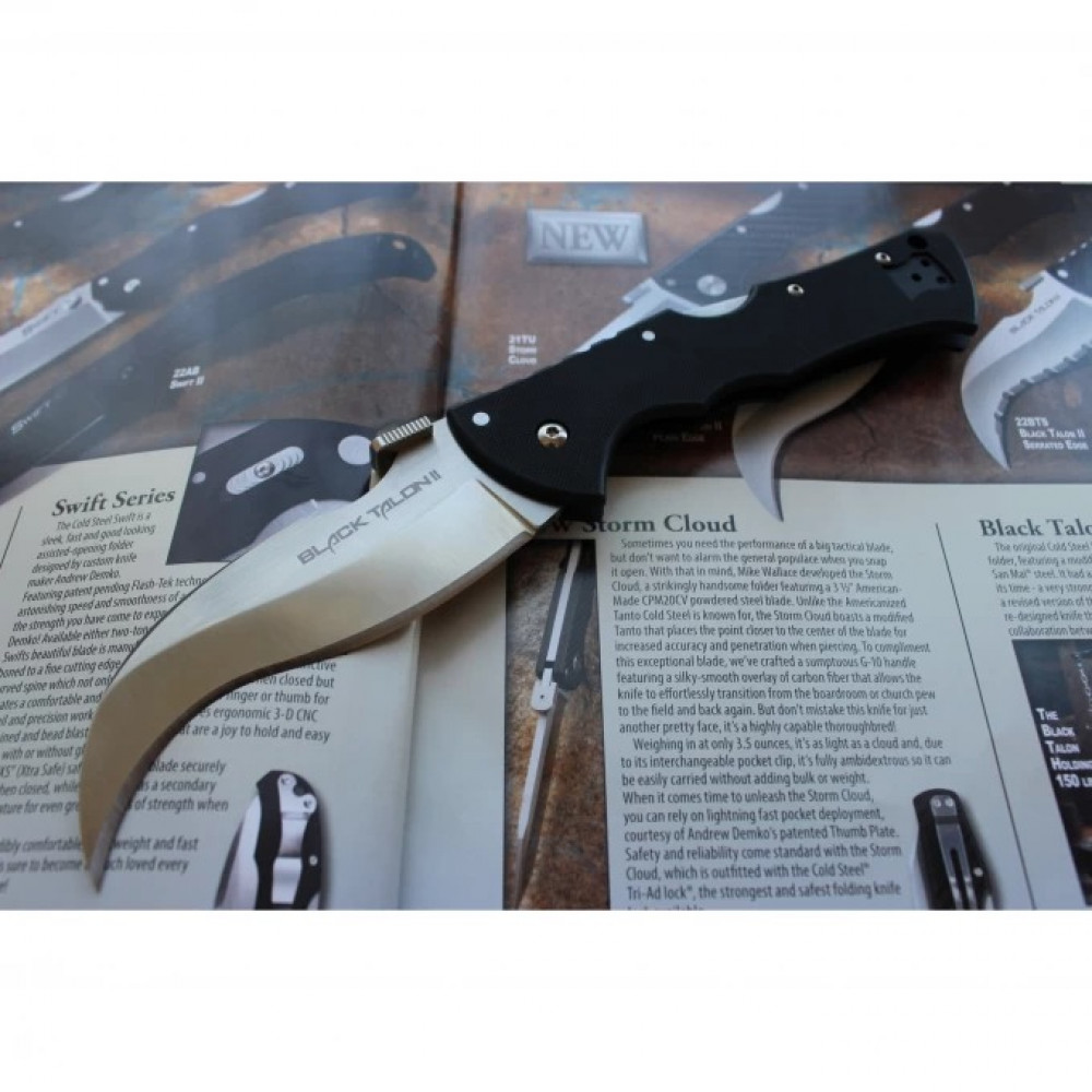 Нож COLS STEEL BLACK TALON II PLAIN EDGE CS_22B
