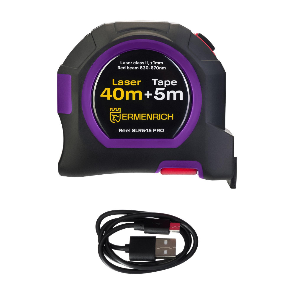 Рулетка с лазерным дальномером Ermenrich Reel SLR545 PRO, фиолетовый