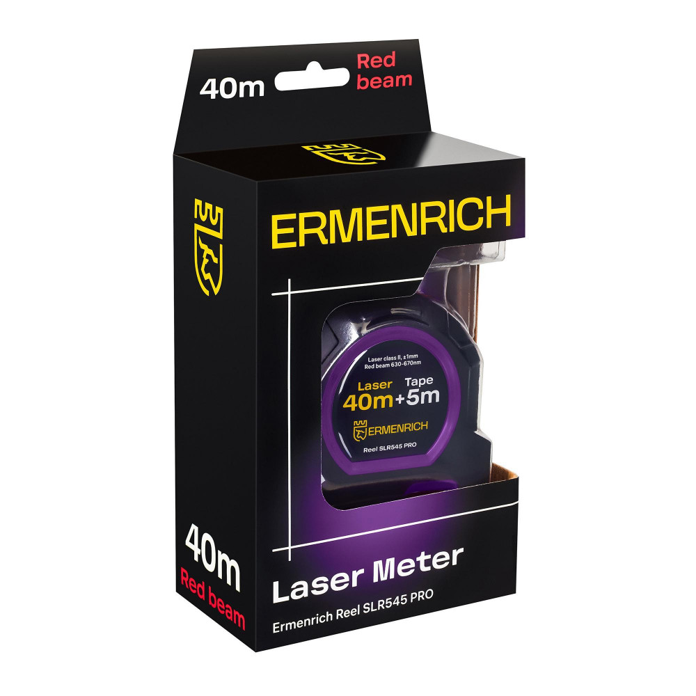 Рулетка с лазерным дальномером Ermenrich Reel SLR545 PRO, фиолетовый