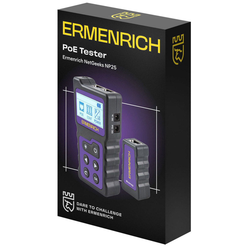 Кабельный PoE-тестер Ermenrich NetGeeks NP25, фиолетовый