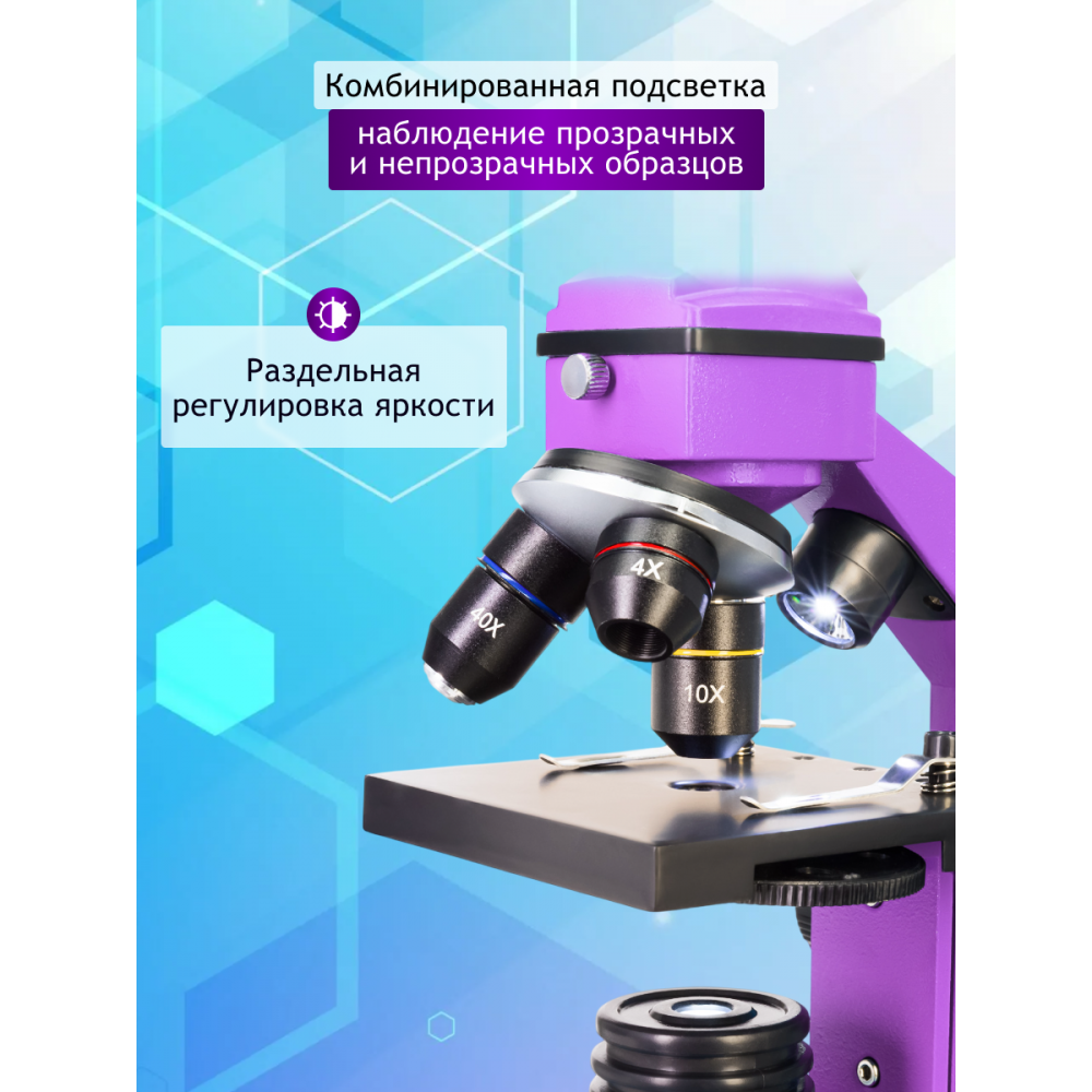 Микроскоп Levenhuk Rainbow 2L PLUS Amethyst\Аметист