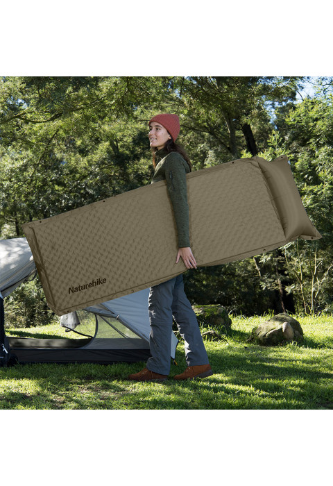Коврик c подушкой самонадувной Naturehike CNK2300DZ014 D01 зеленый 3см