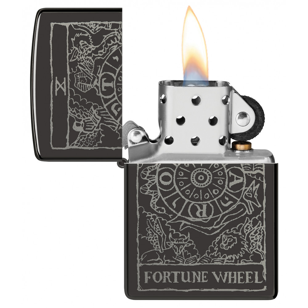 Зажигалка ZIPPO Wheel Of Fortune High Polish Black 46138