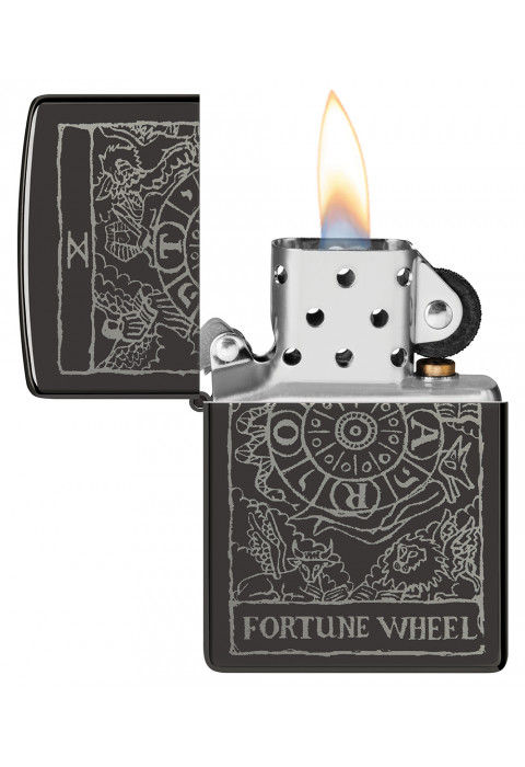 Зажигалка ZIPPO Wheel Of Fortune High Polish Black 46138