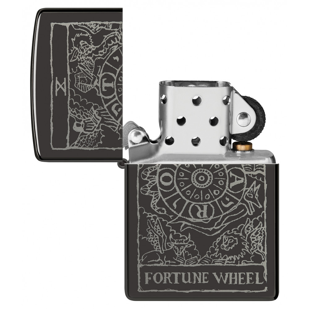 Зажигалка ZIPPO Wheel Of Fortune High Polish Black 46138