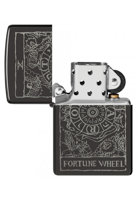 Зажигалка ZIPPO Wheel Of Fortune High Polish Black 46138