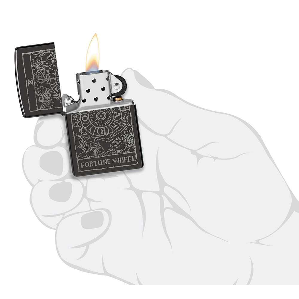 Зажигалка ZIPPO Wheel Of Fortune High Polish Black 46138
