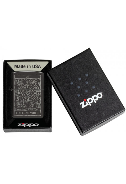 Зажигалка ZIPPO Wheel Of Fortune High Polish Black 46138