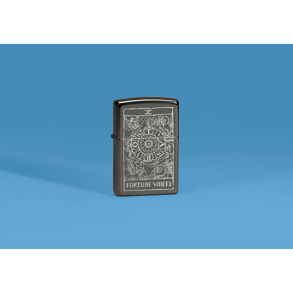 Зажигалка ZIPPO Wheel Of Fortune High Polish Black 46138