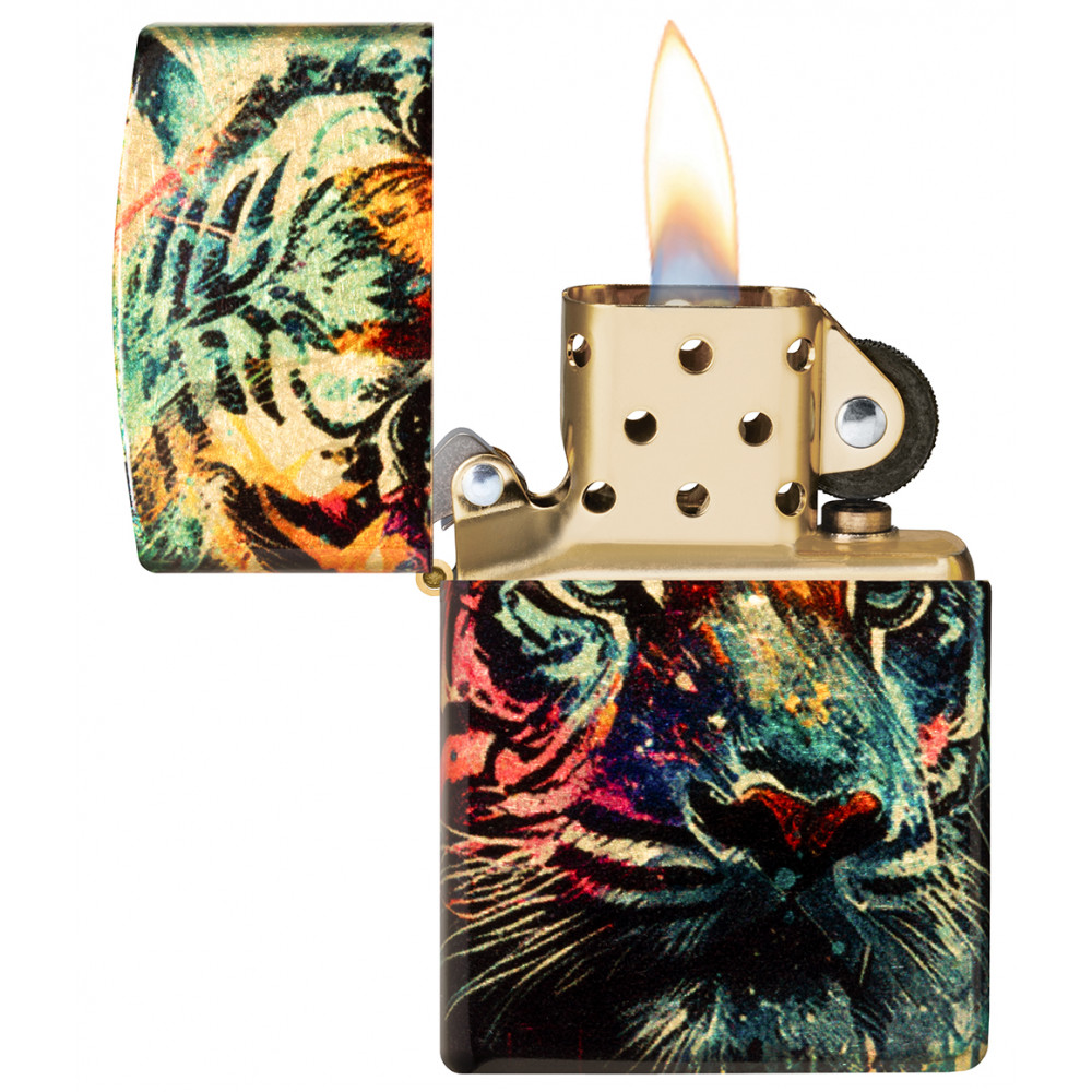 Зажигалка ZIPPO Painted Tiger Design 540 Tumbled Brass 46145