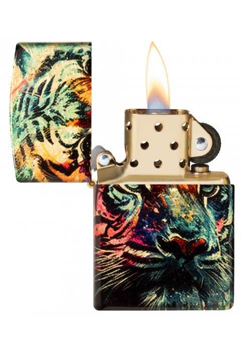 Зажигалка ZIPPO Painted Tiger Design 540 Tumbled Brass 46145