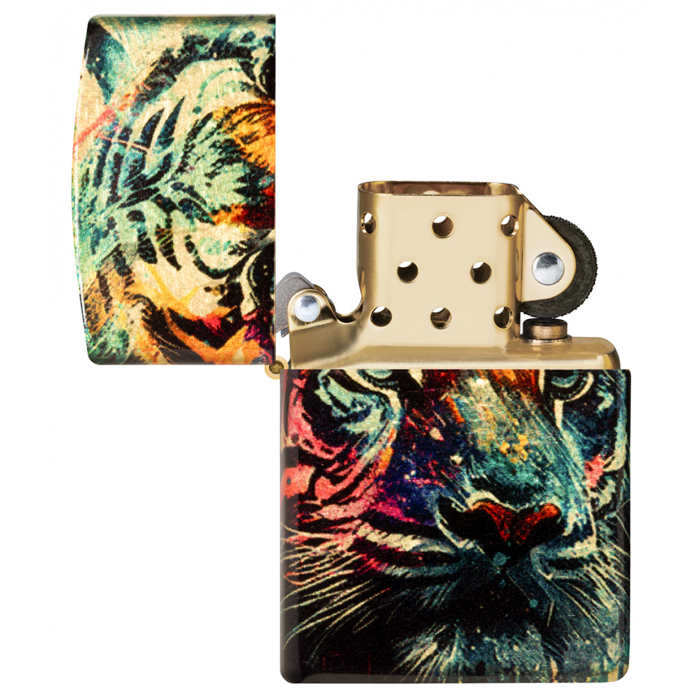 Зажигалка ZIPPO Painted Tiger Design 540 Tumbled Brass 46145