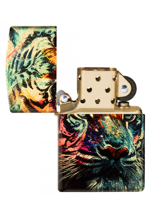Зажигалка ZIPPO Painted Tiger Design 540 Tumbled Brass 46145