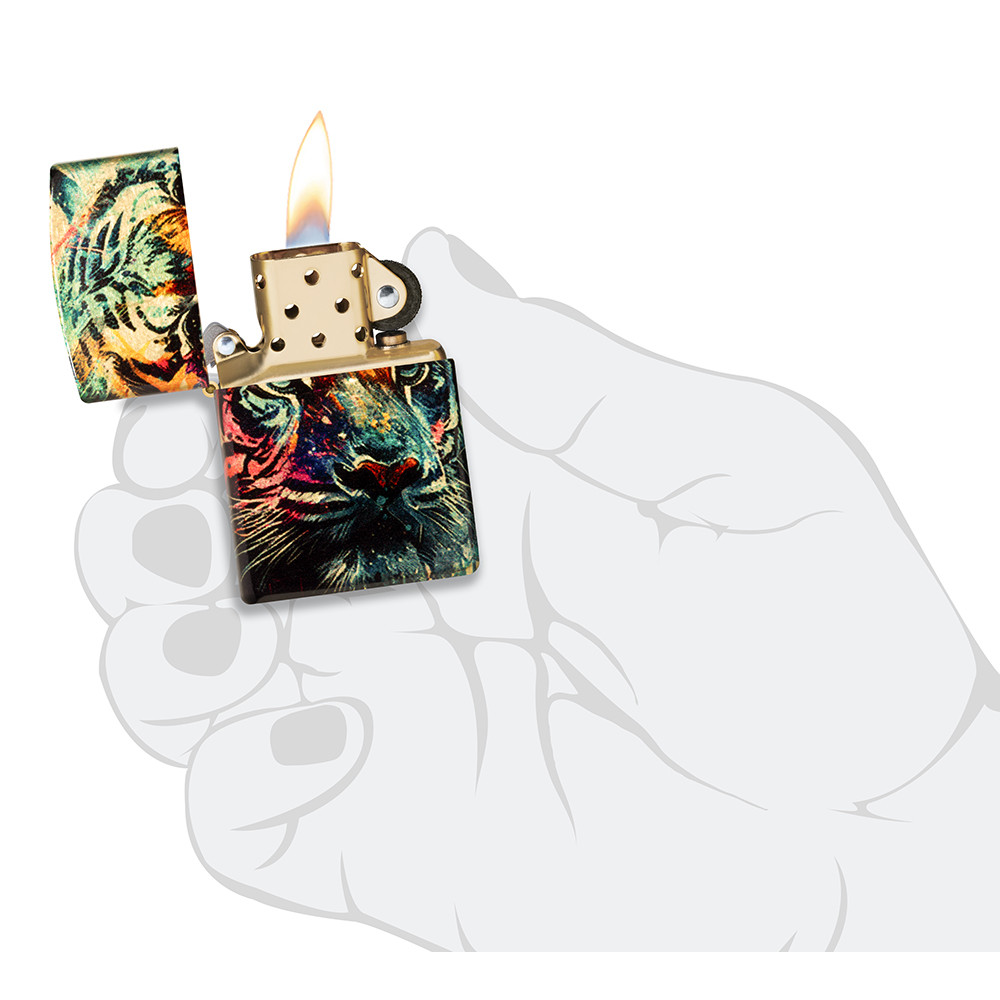 Зажигалка ZIPPO Painted Tiger Design 540 Tumbled Brass 46145