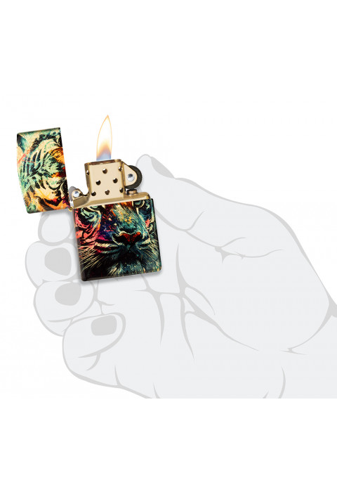 Зажигалка ZIPPO Painted Tiger Design 540 Tumbled Brass 46145