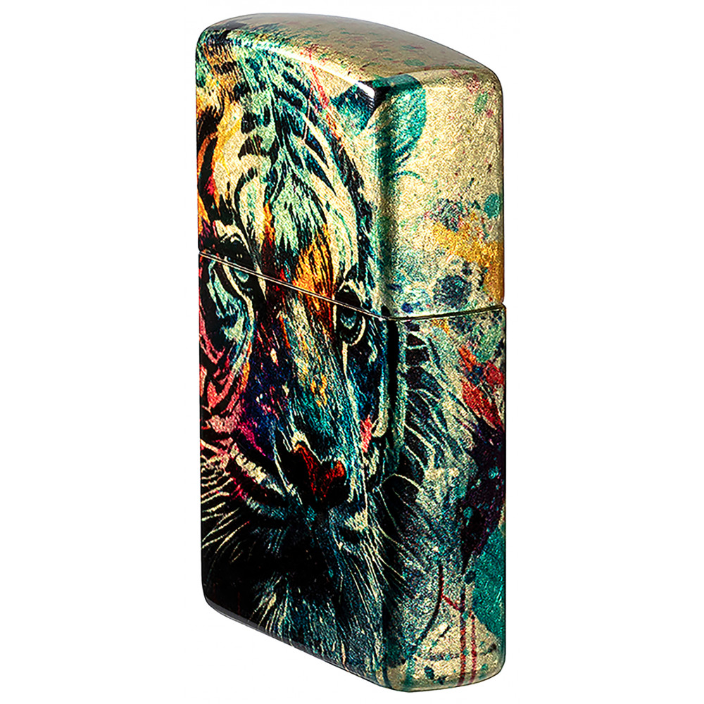 Зажигалка ZIPPO Painted Tiger Design 540 Tumbled Brass 46145