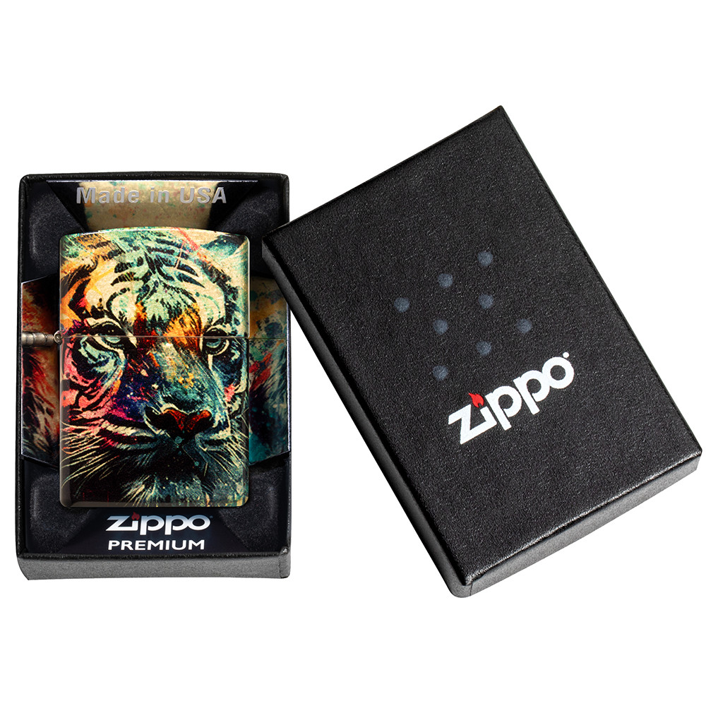 Зажигалка ZIPPO Painted Tiger Design 540 Tumbled Brass 46145