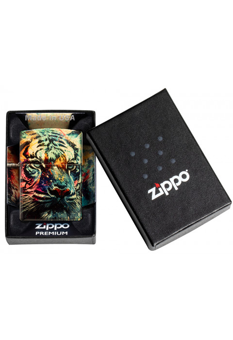 Зажигалка ZIPPO Painted Tiger Design 540 Tumbled Brass 46145