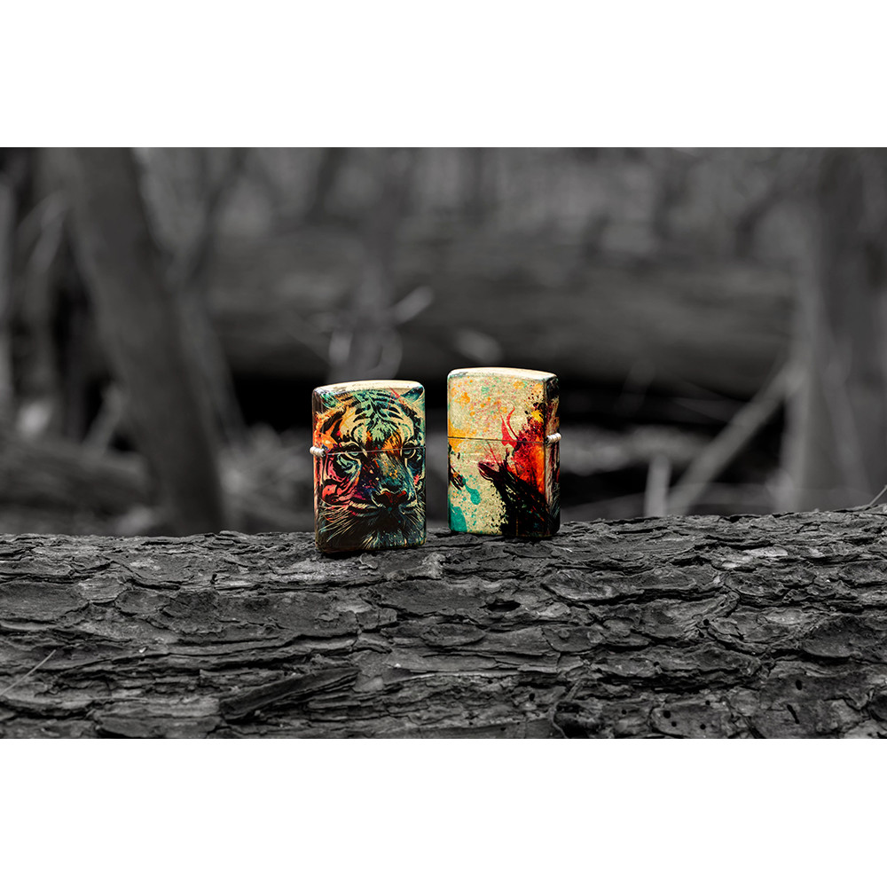 Зажигалка ZIPPO Painted Tiger Design 540 Tumbled Brass 46145
