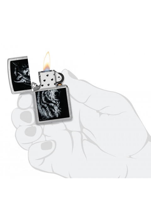 Зажигалка ZIPPO Shadow Wolf Street Chrome 46149