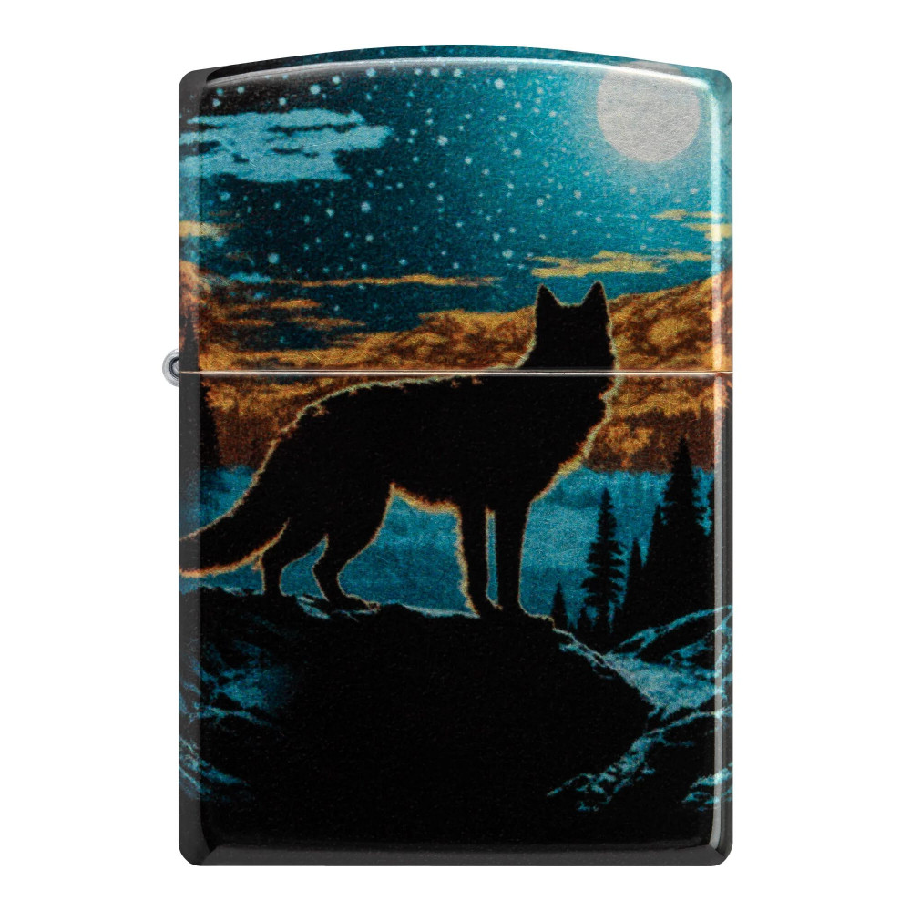 Зажигалка ZIPPO Moonlight Wolf Design 540 Tumbled Chrome 46252