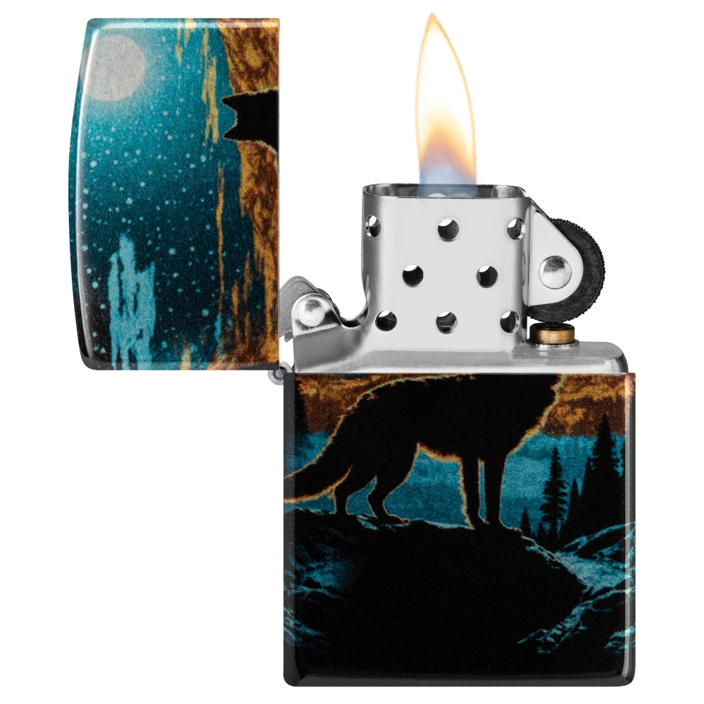 Зажигалка ZIPPO Moonlight Wolf Design 540 Tumbled Chrome 46252