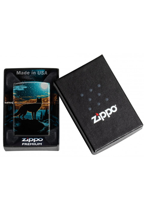 Зажигалка ZIPPO Moonlight Wolf Design 540 Tumbled Chrome 46252