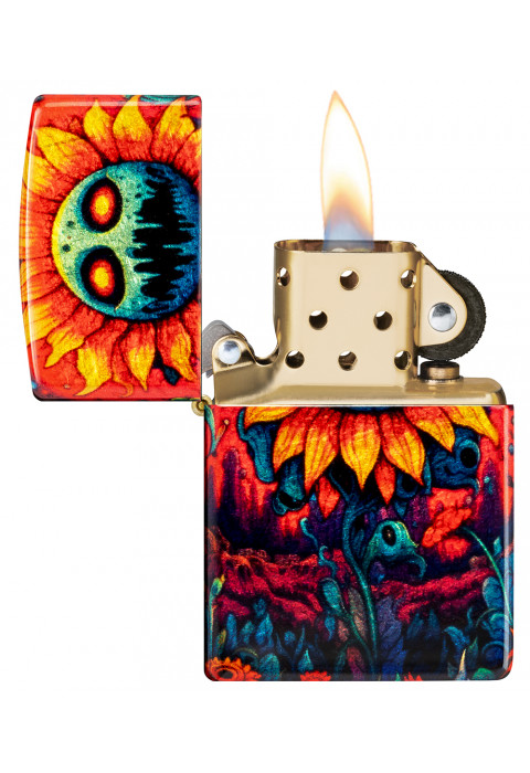 Зажигалка ZIPPO Spooky Sunflower 540 Tumbled Brass 46267