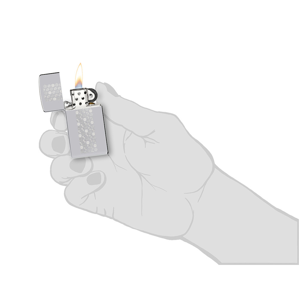 Зажигалка ZIPPO Slim® Honeycomb Design High Polish Chrome 46270