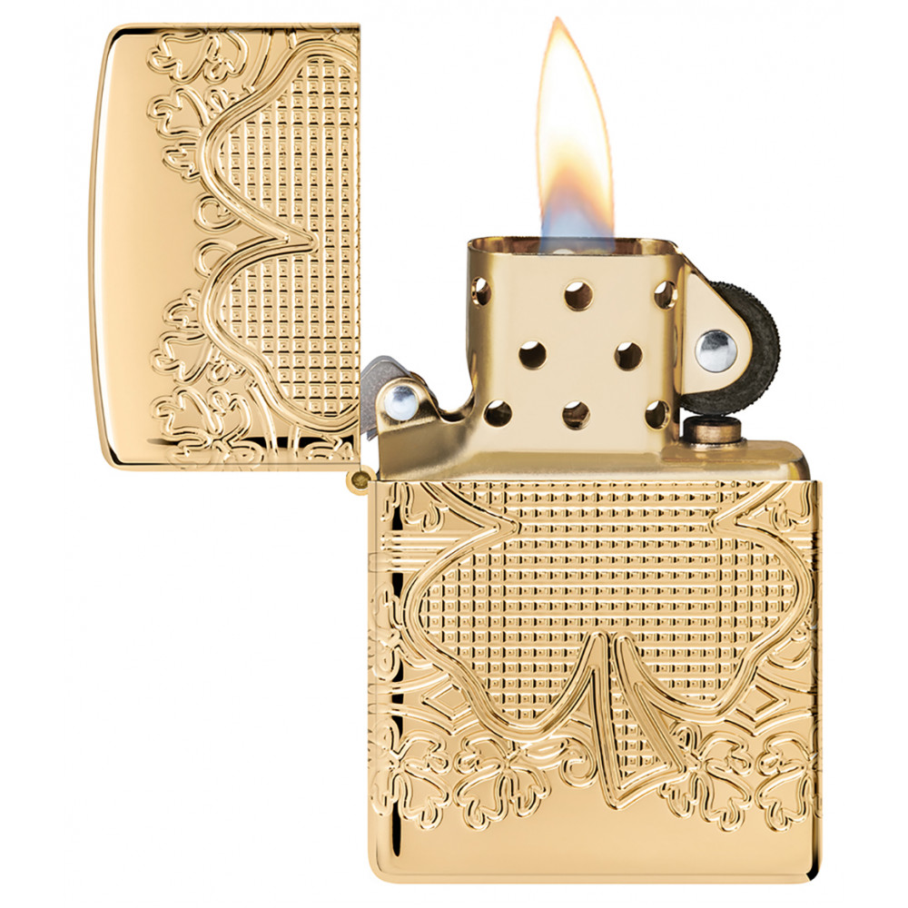 Зажигалка ZIPPO Armor® Lucky Clover High Polish Gold Plate 46301