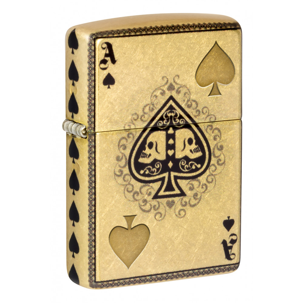 Зажигалка ZIPPO Ace of Skulls Design 540 Tumbled Brass 46388