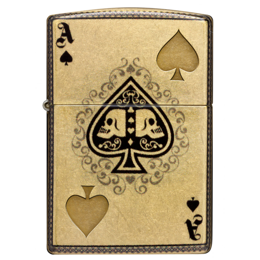 Зажигалка ZIPPO Ace of Skulls Design 540 Tumbled Brass 46388