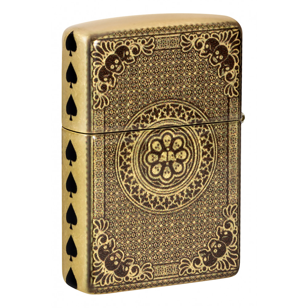 Зажигалка ZIPPO Ace of Skulls Design 540 Tumbled Brass 46388