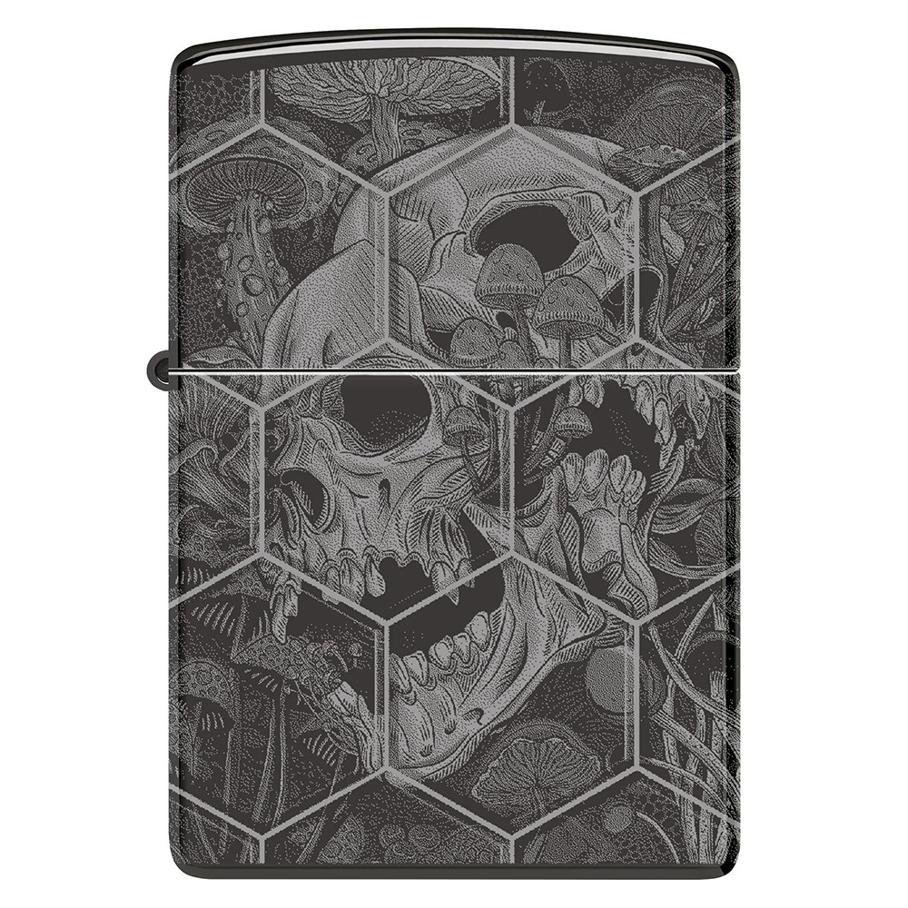 Зажигалка ZIPPO Mushroom Skulls High Polish Black 46425