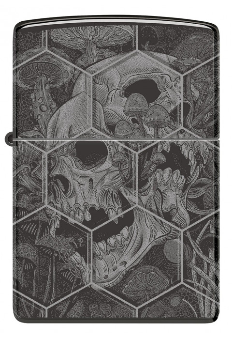 Зажигалка ZIPPO Mushroom Skulls High Polish Black 46425
