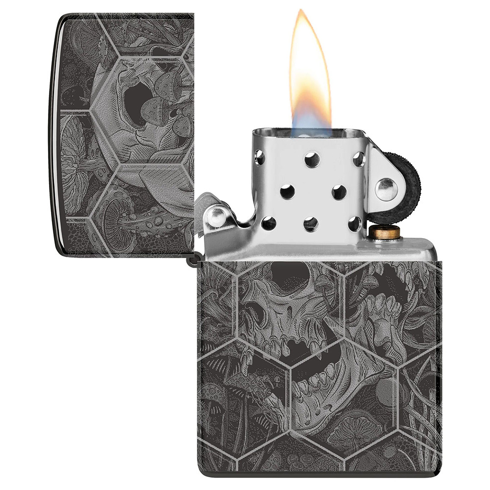 Зажигалка ZIPPO Mushroom Skulls High Polish Black 46425