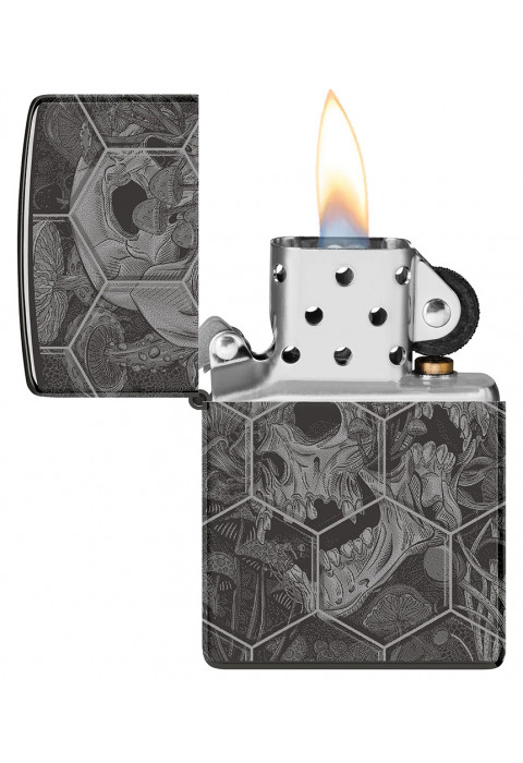 Зажигалка ZIPPO Mushroom Skulls High Polish Black 46425
