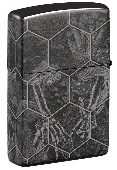 Зажигалка ZIPPO Mushroom Skulls High Polish Black 46425