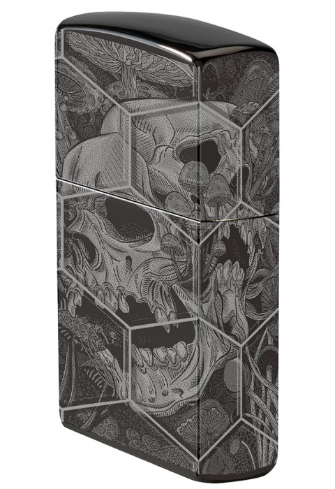 Зажигалка ZIPPO Mushroom Skulls High Polish Black 46425