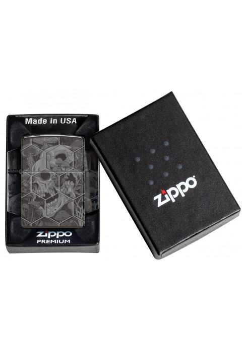 Зажигалка ZIPPO Mushroom Skulls High Polish Black 46425