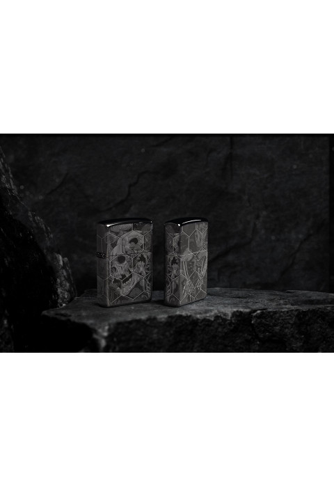 Зажигалка ZIPPO Mushroom Skulls High Polish Black 46425