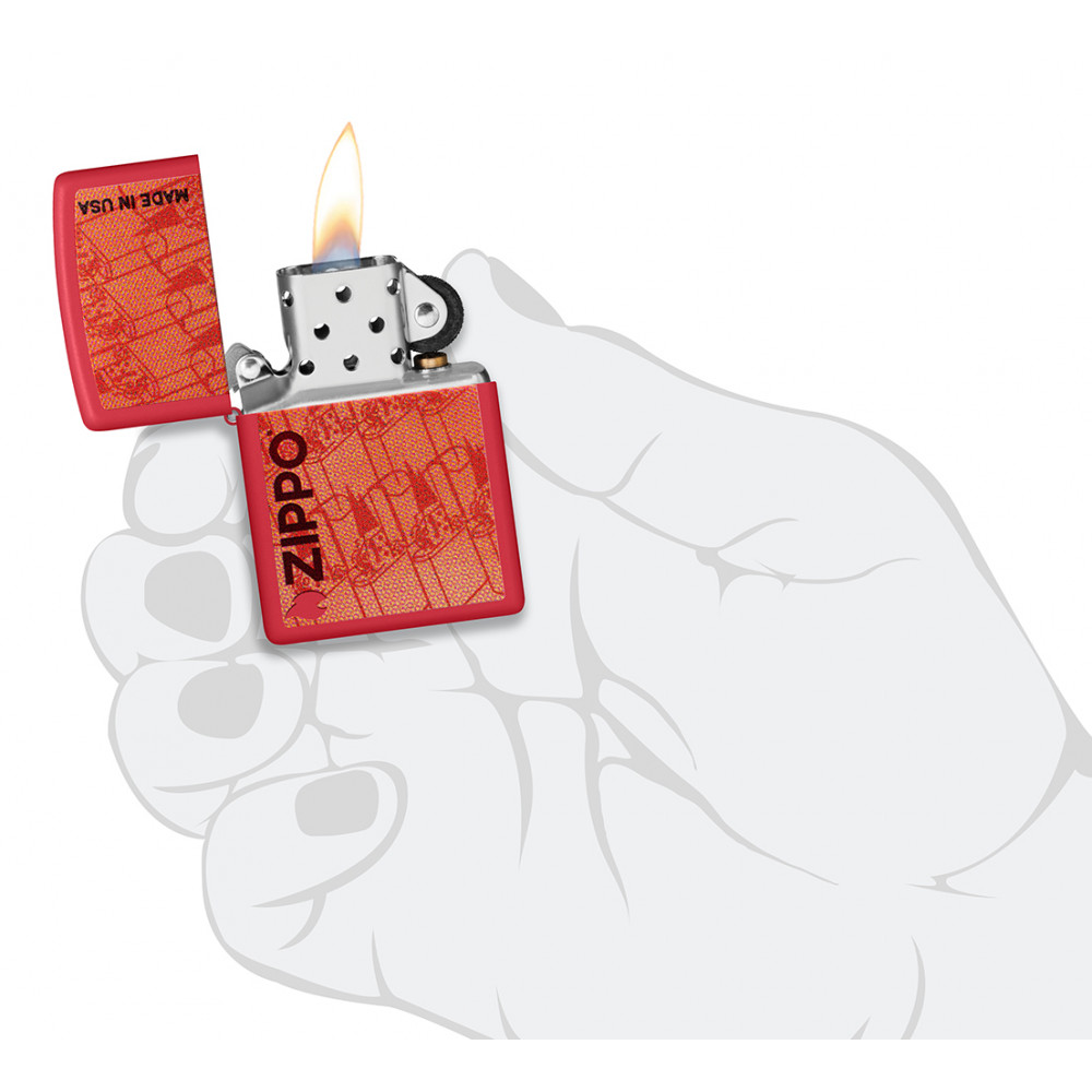 Зажигалка ZIPPO Made in USA Design Red Matte 46487