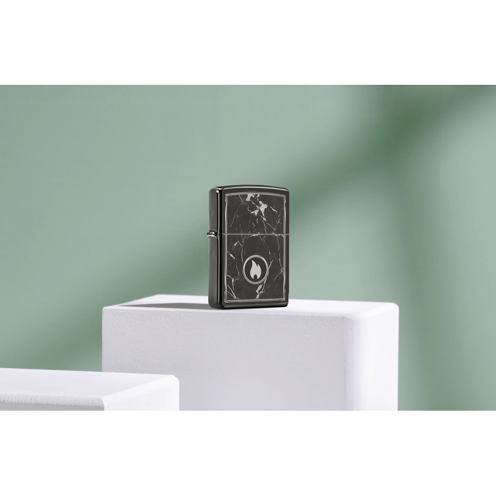 Зажигалка ZIPPO Marble Flame High Polish Black 46571