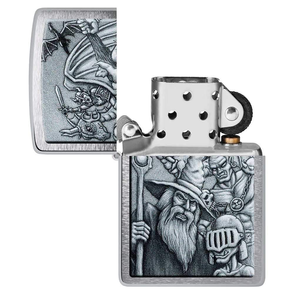 Зажигалка ZIPPO Mystical Beings Design Brushed Chrome 46579