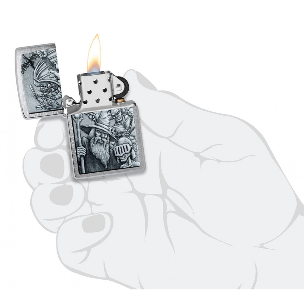Зажигалка ZIPPO Mystical Beings Design Brushed Chrome 46579