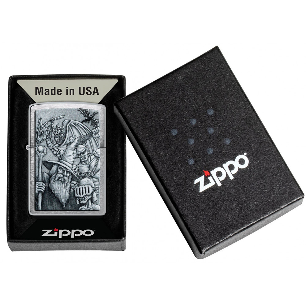 Зажигалка ZIPPO Mystical Beings Design Brushed Chrome 46579