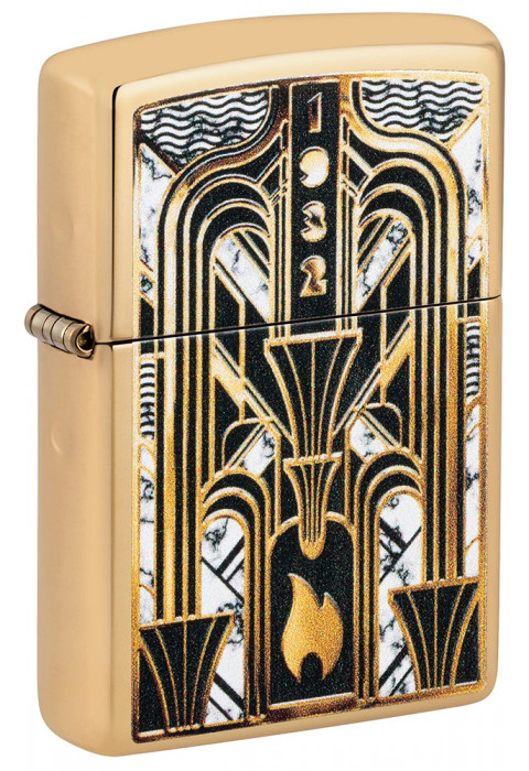 Зажигалка ZIPPO Art Deco Flame High Polish Brass 46585